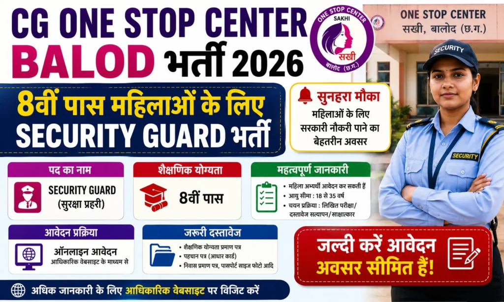 CG One Stop Center Balod Bharti 2026