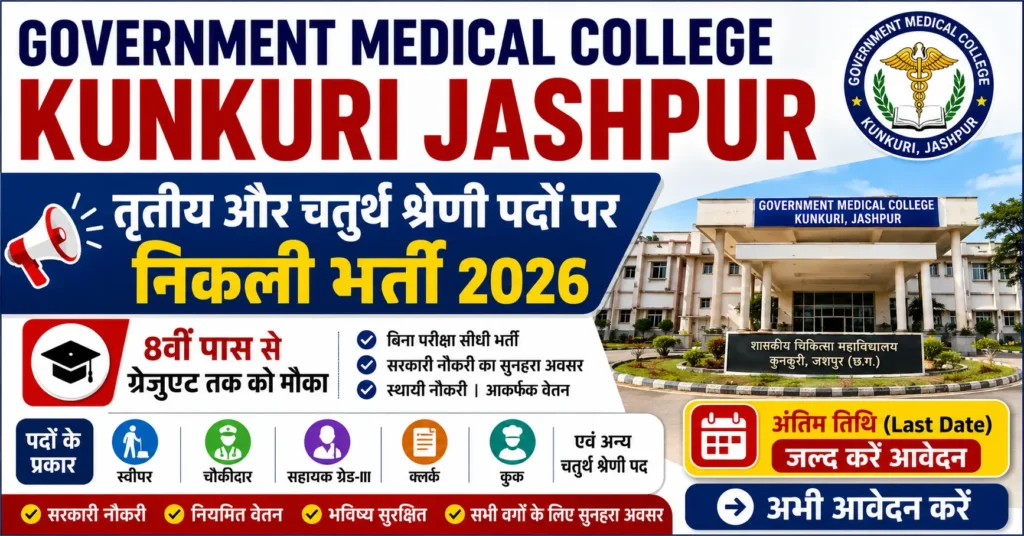 Government Medical College Kunkuri Jashpur Vacancy 2026
